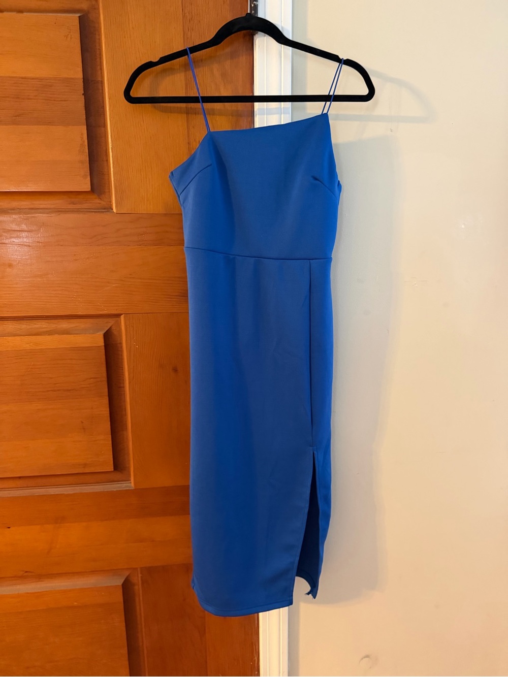 Blue Spaghetti Strap Midi Dress